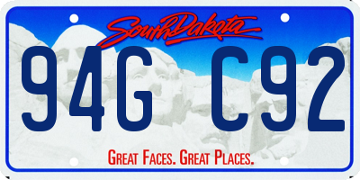 SD license plate 94GC92