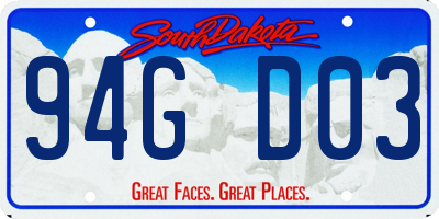 SD license plate 94GD03