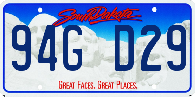 SD license plate 94GD29