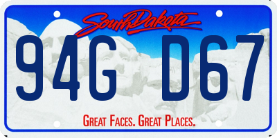 SD license plate 94GD67