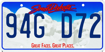 SD license plate 94GD72