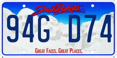 SD license plate 94GD74