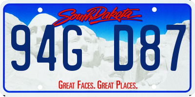SD license plate 94GD87