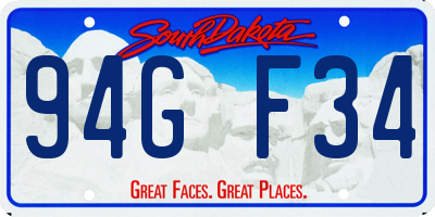 SD license plate 94GF34