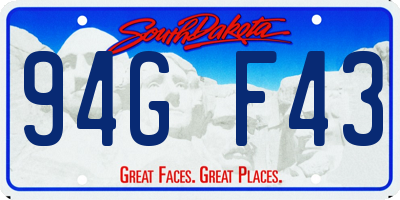 SD license plate 94GF43