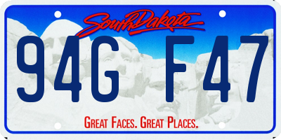 SD license plate 94GF47