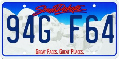 SD license plate 94GF64