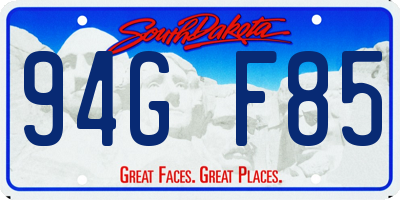 SD license plate 94GF85