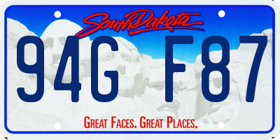 SD license plate 94GF87