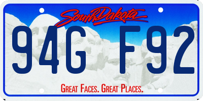 SD license plate 94GF92