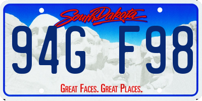 SD license plate 94GF98