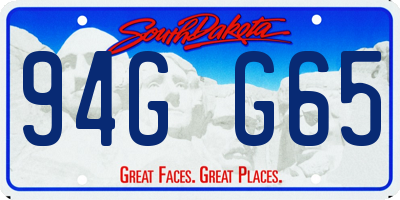 SD license plate 94GG65
