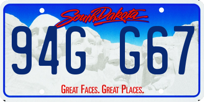 SD license plate 94GG67