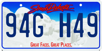 SD license plate 94GH49