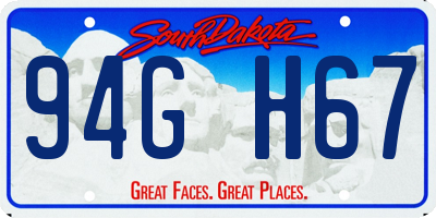 SD license plate 94GH67