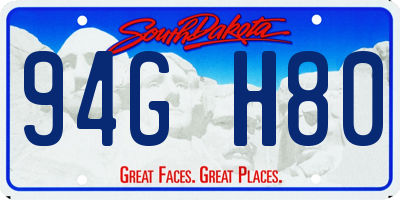 SD license plate 94GH80