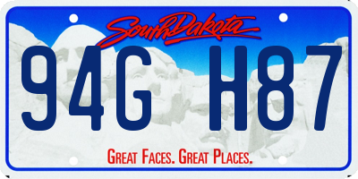 SD license plate 94GH87