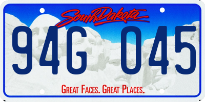 SD license plate 94GO45