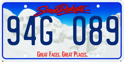 SD license plate 94GO89