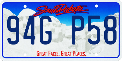 SD license plate 94GP58