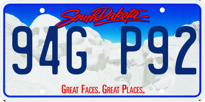 SD license plate 94GP92