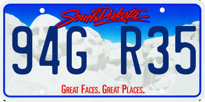 SD license plate 94GR35