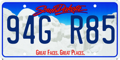 SD license plate 94GR85