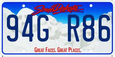 SD license plate 94GR86