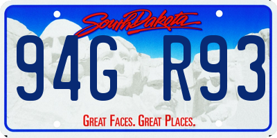SD license plate 94GR93
