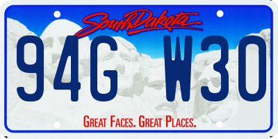 SD license plate 94GW30