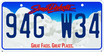 SD license plate 94GW34