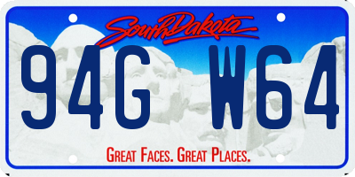 SD license plate 94GW64