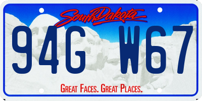 SD license plate 94GW67