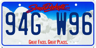 SD license plate 94GW96