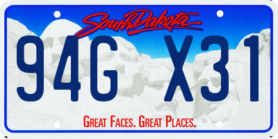 SD license plate 94GX31