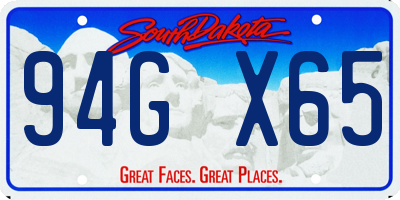 SD license plate 94GX65