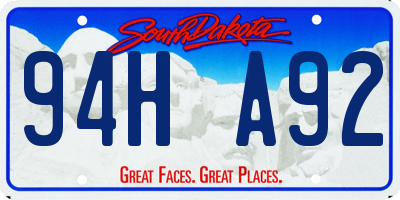 SD license plate 94HA92