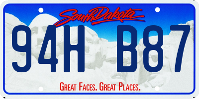 SD license plate 94HB87