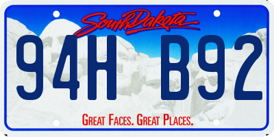 SD license plate 94HB92