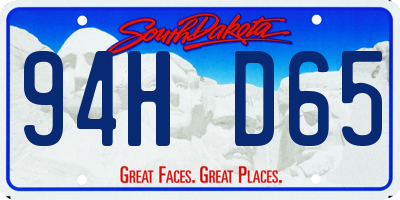 SD license plate 94HD65