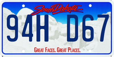 SD license plate 94HD67