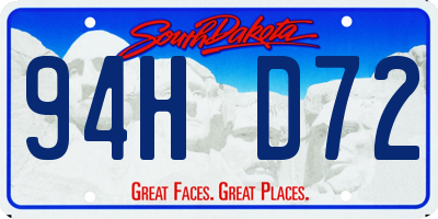 SD license plate 94HD72