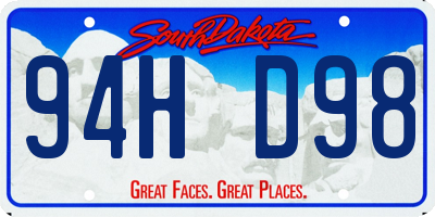 SD license plate 94HD98