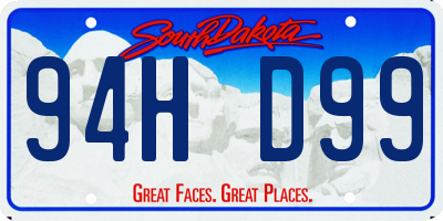 SD license plate 94HD99