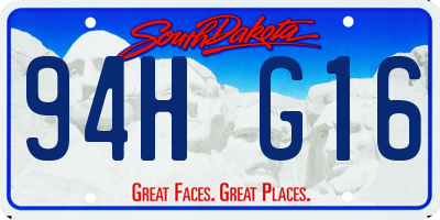 SD license plate 94HG16