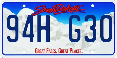 SD license plate 94HG30