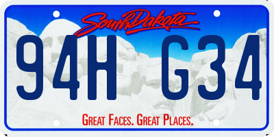 SD license plate 94HG34