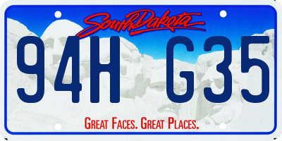 SD license plate 94HG35