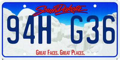 SD license plate 94HG36