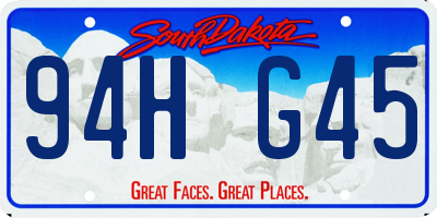 SD license plate 94HG45